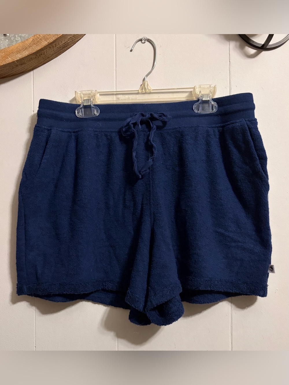 Terry Knit Navy Athletic Lounge Shorts with Drawstring